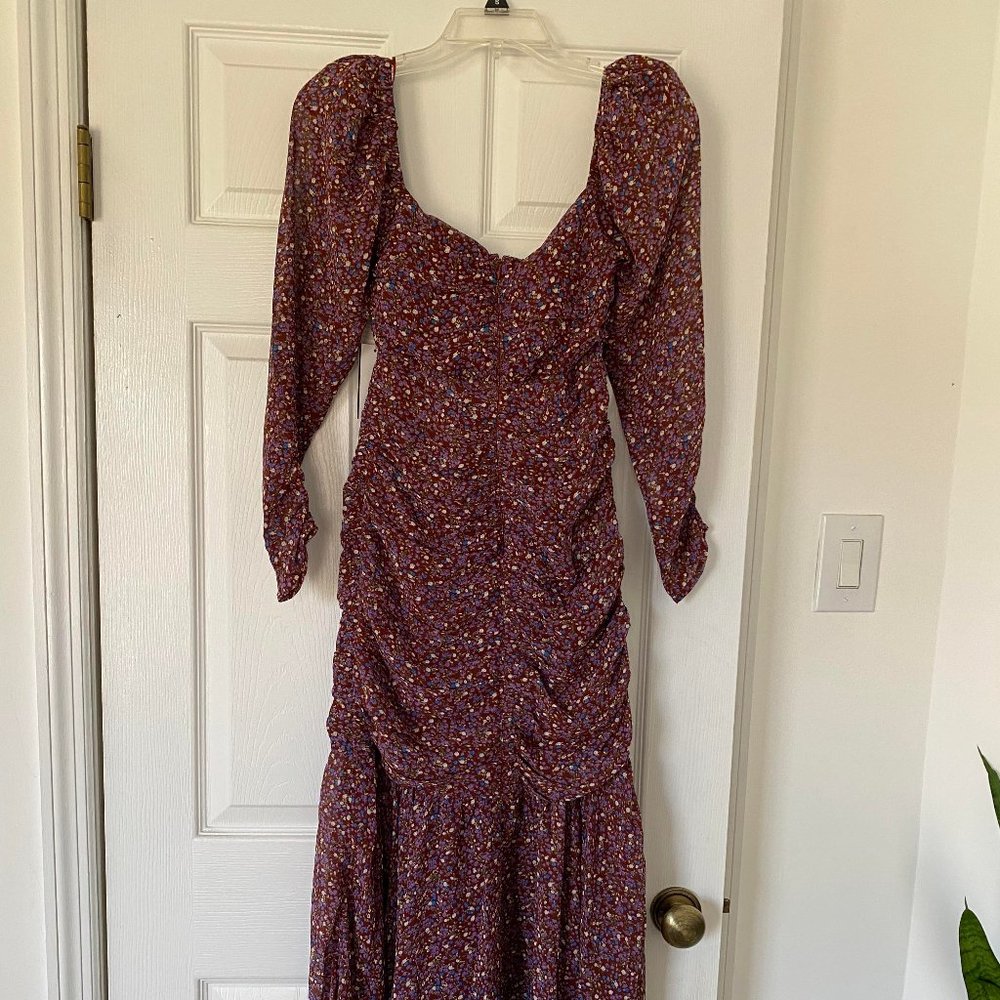 ASTR the Label Athena Floral Long Sleeve Maxi Dress - XS Brown Purple Ditsy